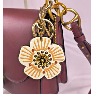 Coach Tea Rose Bag Charm with studs